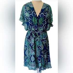 Hale Bob Chiffon Paisley Dress L